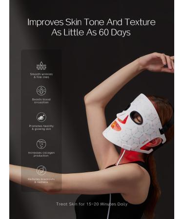 kingdo Red Light Therapy Devices 3-In-1 Red Light Therapy Mask with Mixed Colors Near Infrared Blue & Red Light Therapy LED Face Mask for Face Skin Care - Buy Online on GoSupps.com