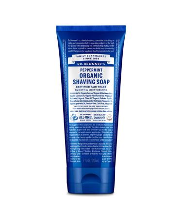 Dr. Bronner's - Organic Shaving Soap (Peppermint, 7 Ounce) - Certified Organic, Sugar and Shikakai Powder, Soothes and Moisturizes for Close Comfortable Shave, Use on Face, Underarms and Legs Peppermint 7 Ounce (Pack of 1)