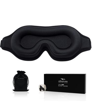 Sleep Mask for Men Women, Upgraded 3D Contoured Cup Eye mask Blindfold, Block Out Light, Eye mask with Adjustable Strap, Breathable & Soft for Sleeping, Yoga, Traveling (Black)