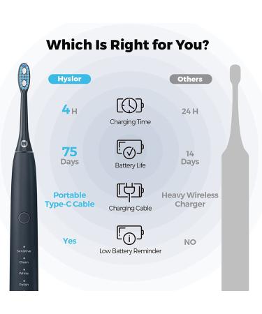 Hyslor Sonic Electric Toothbrush with 6 Brush Heads | Rechargeable Power Toothbrush | 4 Modes | Blue Cosmic Blue - Buy Online on GoSupps.com
