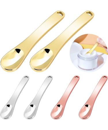 WLLHYF Mini Metal Makeup Spatula Skin Care Cosmetic Spoon Reusable Applicator Beauty Scoop for Facial Cosmetic for Face Mask Cream Lotions Moisturizers 2 Gold + 2 Silver + 2 Rose gold - Buy Online on GoSupps.com