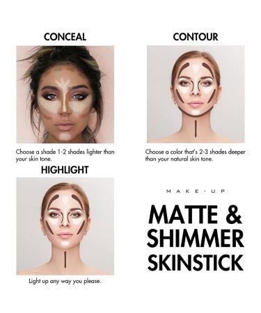 Highlight Contour Stick - Body & Face Makeup Shading, Highlighter, and Concealer Stick (Cruelty-Free) - Cream Formula - Buy Online on GoSupps.com