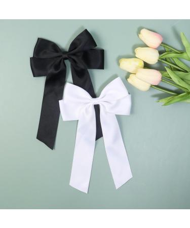 2 Pack Bow Hair Clips Pink Hair Bows for Women Girls Large Bow Clips Hair Barrette Hair Accessories(Black White) - Buy Online on GoSupps.com