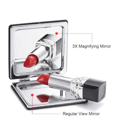 OMIRO Compact Mirror - Classical PU Leather, 1X/3X Magnification, Portable for Purses and Travel (Black) - Buy Online on GoSupps.com