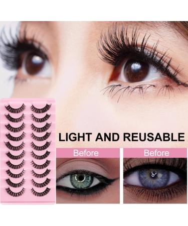 10 Pairs False Eyelashes Russian Strip Lashes False Eyelashes Natural Fluffy Wispy 3D Curly Soft Reusable Strip Lashes Extensions Thick black - Buy Online on GoSupps.com
