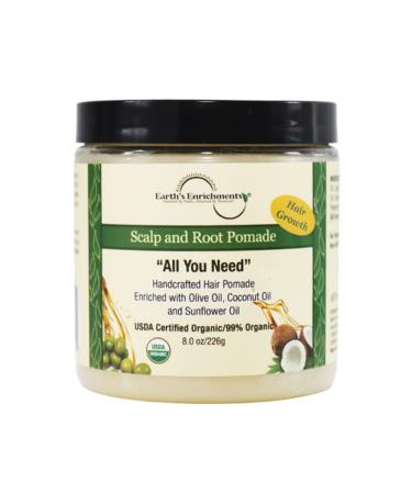 Earth's Enrichments Organic Pomade - Hair Food for Growth  Contains Tea Tree  Rosemary  Lavender Oil  Natural Grease for Thick  Straight  Curly  Wavy  Thin Hair  Women  Men  Kids  USDA  8oz