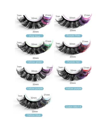 Colored Russian Strip Lashes - D Curl Color Eyelashes | 14 Pairs Natural Wispy Faux Mink Multipack - Buy Online on GoSupps.com