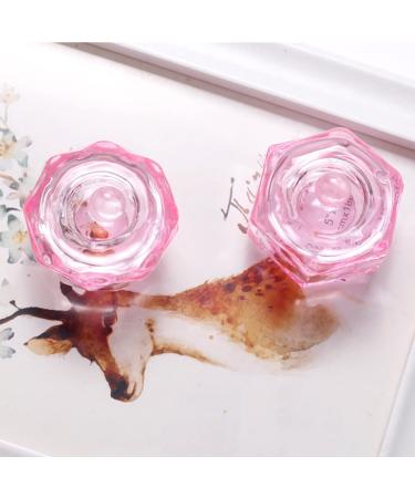 2Pcs Crystal Glass Nail Art Dappen Dish with Hexagon Lid - Pink - Buy Online on GoSupps.com