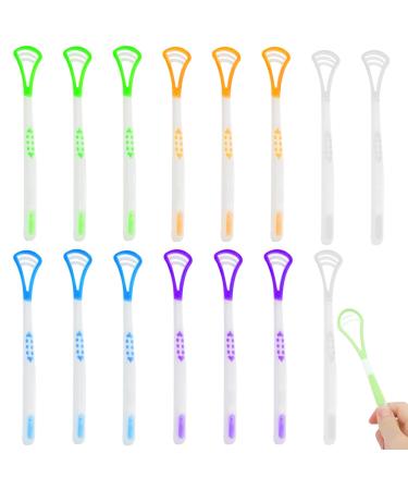 Wiyety portable tongue cleaner: 15 pieces 2-in-1 tongue cleaner tongue scraper tongue cleaner set for mouth care hygiene fresh breath for family adults children reduced bad breath