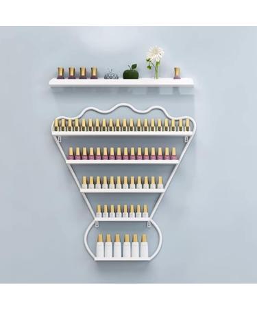 Yesbon Metal Nail Polish Wall Display Stand Multifunctional Nail Polish Holder Essential Oil 5 Layers White 0.7 x 0.9 m