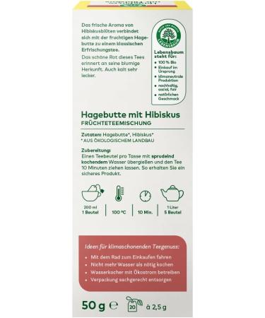  Lebensbaum Lebensbaum 8 x Fruit Tea Bags in Tea Bag - Rosehip with Hibiscus - 500g - Buy Online on GoSupps.com