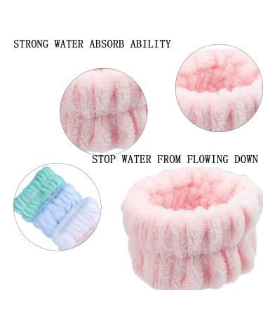 4 Pairs Microfiber Face Washing Wristbands - Absorbent Makeup Skincare Towel for Yoga & Sports (Purple/Brown/Pink) - Buy Online on GoSupps.com