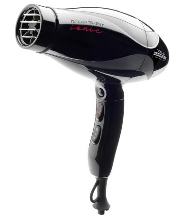GAMMAPIU' GAMMAPIU Professional Relax Silent Ionic Hairdryer Black Light and Balanced Quiet Powerful Silver Coated Grille High Performance W 18002100