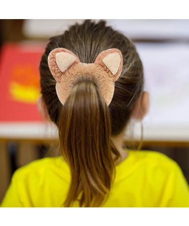 Cute Elastic Hair Bands with Cat Deer & Bear Ears - Furry Hair Ties for Girls & Women | International Shipping Available - Buy Online on GoSupps.com