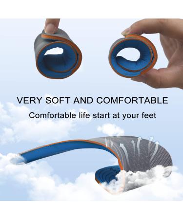 Memory Foam Insoles for Men Women & Kids - Comfortable Replacement Inserts for Walking Running Sneakers & Hiking Shoes - Grey - Size 5-9 - Buy Online on GoSupps.com