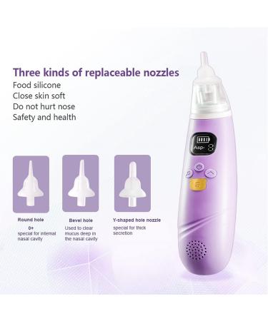 KANEE Electric Baby Nasal Aspirator | 3 Suction Levels | Rechargeable and Music Feature | Infant Nose Cleaner with 3 Silicone Nozzles - Purple - Buy Online on GoSupps.com