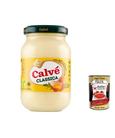 Italian Gourmet E.R. Maionese Classica Sunflower Oil Calv Set of 6 Ideal for Sandwich and Kanties No Preservatives and Sugar Free Gluten Free 225ml + Polpa Italian Gourmet 400g