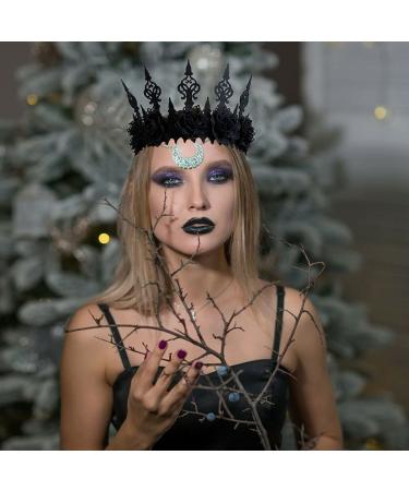 GORTIN Gothic Floral Headpiece Halloween Vintage Crown Headband | Red Rose Flower Hair Bands for Masquerade Cosplay | Witcher Makeup Ball Party Accessory (Black) - Buy Online on GoSupps.com