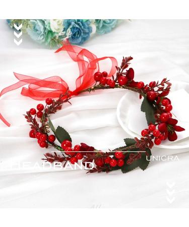 Unicra Christmas Crown Headband - Festive Flower Garland Hair Jewelry for Women & Girls - Perfect Holiday Party Gift - Buy Online on GoSupps.com
