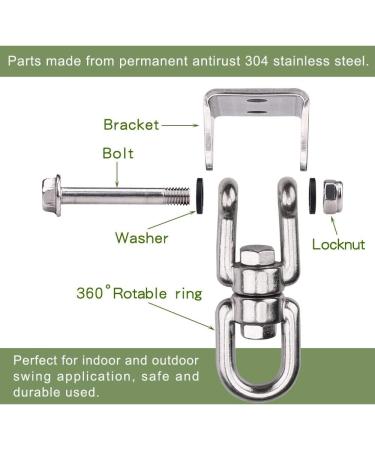 WAREMAID Heavy Duty 360 Swivel Swing Hanger - Stainless Steel - 1000 lb Capacity - Ceiling or Porch Swing Mount Kit - 1 Pack - Buy Online on GoSupps.com