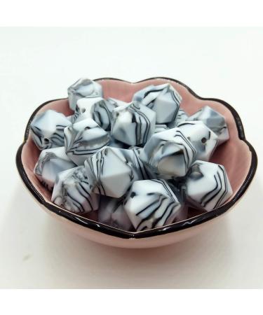 50pcs 14mm Silicone Icosahedron Pearl Beads in Zebra - DIY Mom Necklace Making Accessory - Buy Online on GoSupps.com