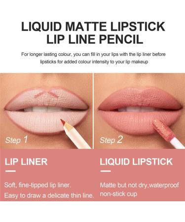 HADAVAKA Lip Liner and Lipstick Set Matte Nude Liquid Lipstick with Smooth Lip Liner Pencil NonStick Long Lasting Waterproof Lip Stain Lip Makeup Kits for Daily Makeup A - Buy Online on GoSupps.com