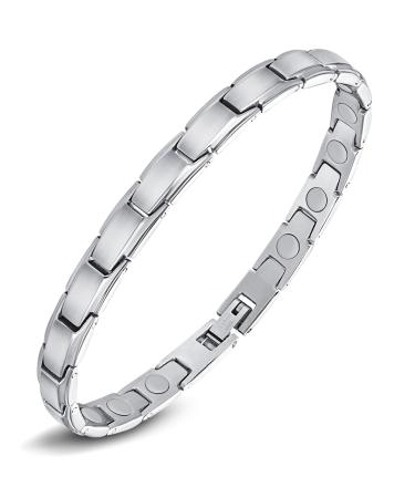 Jeracol Titanstahl Magnetic hard band women magnetic brazaletes with 3500 Gauss magnets adjustable magnetic wrist tape with distance tools and jewelry A-silver - Buy Online on GoSupps.com