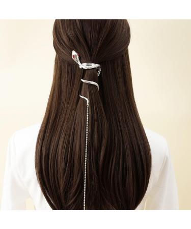 LALAFINA Snake Chain Hair Clip Tassel Ponytail Hair Clips Braided Ponytail Styling Hair Clips Crystal Jewelry Punk Hair Chopstick Sliver Chain Rhinestones Back of Head Metal Miss - Buy Online on GoSupps.com
