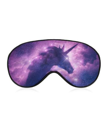 Unicorn Silhouette Milky Way Nebula Soft Sleeping Mask Lightweight Comfort Eye Mask with Adjustable Strap Breathable Eyeshade Cover for Women Men for Travel Meditation Sleeping Night Unicorn Silhouette in the Milky Way Nebula