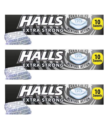 Halls Extra Strong Clearing Menthol Original Flavour Cough Sweets 33.5g (Pack of 3 Bars) Soothing Sore Throat Relief - Buy Online on GoSupps.com