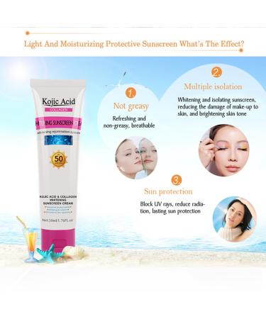 Relief Sun Organic Sunscreen SPF50 - Lightweight Oil-Free Kojic Acid & Collagen Face Cream for Acne Prone Skin - Non-Greasy Moisturizer for Face & Body (50ml - Buy Online on GoSupps.com