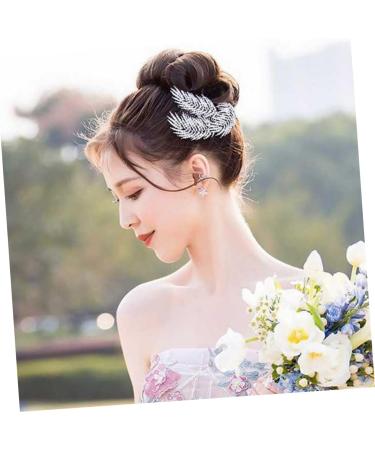 Ipetboom 1pc Wedding Hairpin Bridal Tiara Hair Comb Pin Korean Hair Accessories Wedding Hair Side Comb Wedding Tiara Rhinestone for Hair Leaf Hair Accessories Bride Diamond Rhinestone Bun - Buy Online on GoSupps.com