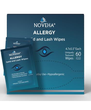 NOVEHA Allergy Relief Eyelid Wipes | Pre-moistened Hypoallergenic Eye Cleansing Pads Reduce Itchiness Redness & Discomfort Caused By Allergy Clean Soothe & Remove Debris Pollen & Other Irritants