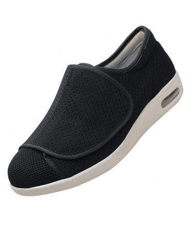 ALASON Men's Diabetic Slippers Adjustable Comfort Ideal for Fatigue Swollen feet and Better Black 13 Wide