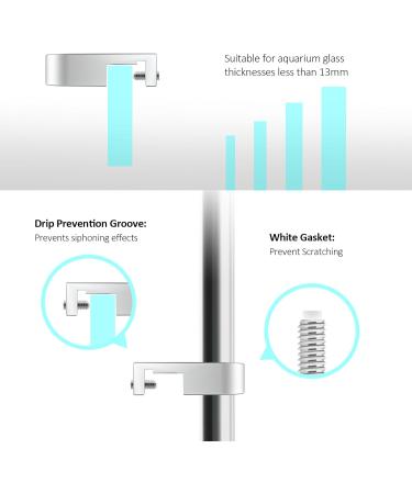 Fzone Mini Aquarium Fastening Clamp - Aluminum Alloy Bracket for Borderless Aquariums | Water Pipe Holder with Anti-Overrun Card Slot | 2 Piece Clamp-L - Buy Online on GoSupps.com