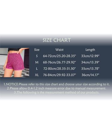 Duohropke Women's Metallic Hot Pants Glitter Sequins High Waist Shorts for Dance Disco & Carnival - Hot Pink - Buy Online on GoSupps.com