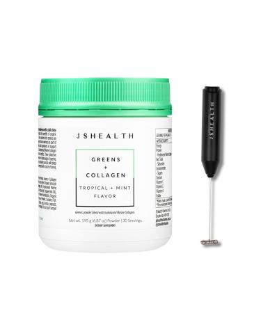 JSHealth Super Greens Powder with Marine Collagen Peptides Vitamins & Veggies 30 Servings Whisk