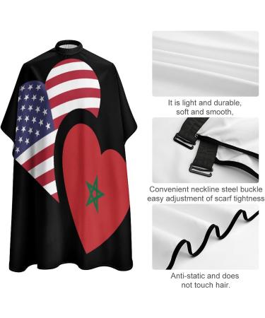 Morocco US Flag Hair Cutting Cape Apron - Professional Salon Barber Hairdressing with Snap Closure - Buy Online on GoSupps.com