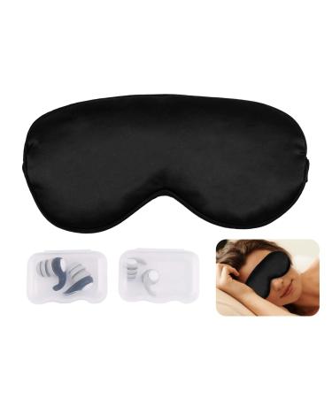 3Pcs Silk Eye Mask Sleeping mask Eye Mask with Sleeping Ear Plugs Set for Sleeping Noise Cancelling Soft Breathable Organic Natural Silk Fabric Blackout Eye Mask Soft Silicone Reusable Earplugs