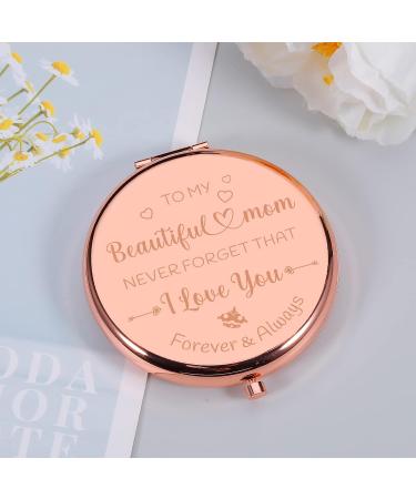 I Love You Mom Rose Gold Compact Mirror - Sentimental Mother's Day Gift from Daughter/Son - Buy Online on GoSupps.com