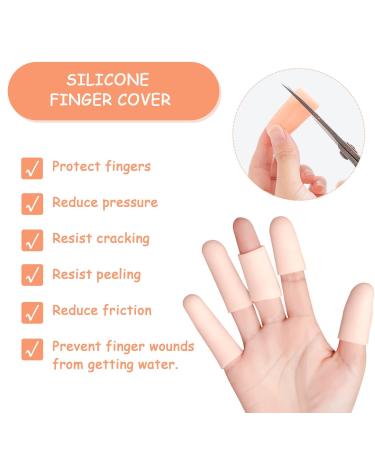 CQQNIU 20 Piece Silicone Finger Sleeves for Hand Eczema & Arthritis Relief - Breathable, Perforated Design in White Skin Tone - 16 Long & 4 Short Sleeves - Buy Online on GoSupps.com