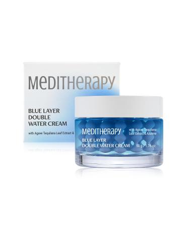 MEDITHERAPY Bluelayer Double Water Cream(1.76 oz) Blue Capsule Cream for Hydrating Skin Nano-hyaluronic Acid & Blue Agave Korean Skincare
