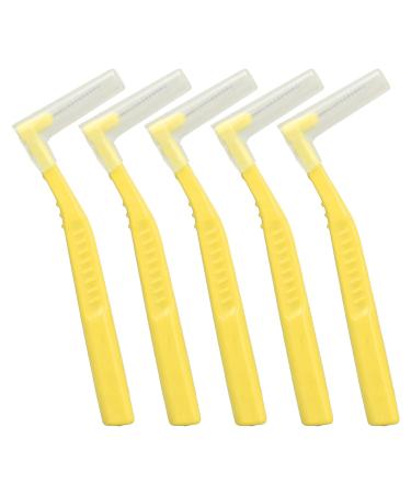 Interdental brushes dental floss picks interdental brush effective cleaning plaque removal braces for dental care 5 pieces (amarillo)