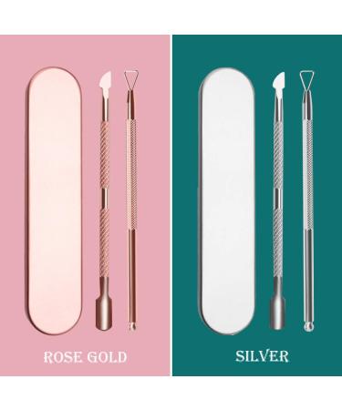 KINGMAS Nail Cuticle Pusher Cutter Set - 2pcs Gel Polish Remover Tool, Stainless Steel Manicure Kit for Clean and Healthy Nails - Silver - Buy Online on GoSupps.com