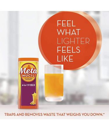 Metamucil Sugar-Free Fiber Supplement - 260 Servings (Orange Smooth) - 53.2oz 4-in-1 Psyllium Husk Powder with Bonus Wooden Stirrers - Buy Online on GoSupps.com