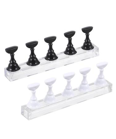 Mobestech 2 Sets Nail Art Supplies lotus seat Manicure tools base nail practice stand Nail piece with nails display stand Nail Art Stand Nail supplies Acrylic Metal Nail Tip Practice Holder