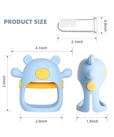 Chuya Teething Toys for Babies 3-12 Months | BPA-Free Silicone Baby Teethers | Dust-Proof & Easy to Clean | Chew Toy for Infants & Toddlers | No Drop Design | 2 Pack (Blue & Pink) - Buy Online on GoSupps.com