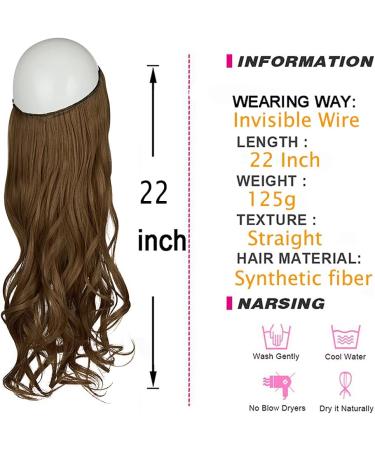 OMGREAT Ombre Halo Hair Extensions 18 Inch Wavy Curly Synthetic Hair - Light Chestnut Brown - Buy Online on GoSupps.com
