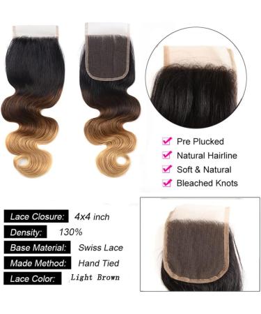 Ombre Hair Extension 3 Tone Blonde Lace Closure 4x4 Swiss Lace Free Part Closure with Baby Hair Body Wave Hair Long Blond Remy Hair Closure for Women 1b/4/27 Closure 18 Inch 18 inch 1B/4/27 closure body wave - Buy Online on GoSupps.com