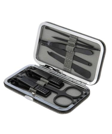 Nail Clipper Set Stainless Steel Nail Clipper Set Nail File 8 Pieces Set Manicure Set for Travel or Home Use(black)